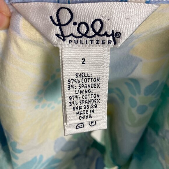 Lilly Pulitzer Skort Sweet Blue Crabby Print Womens 2 Pockets Flowers Skirt - Picture 6 of 7